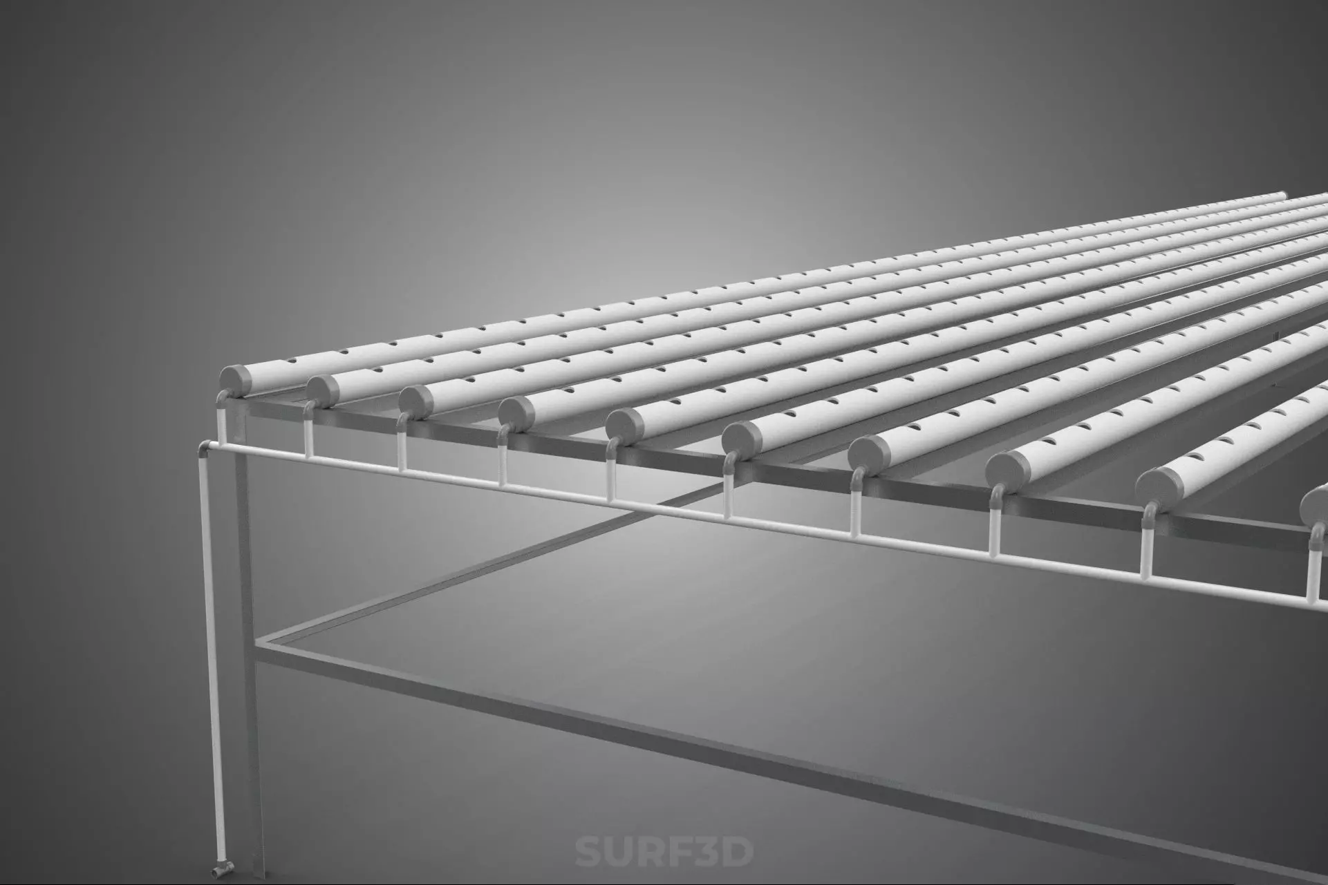INDUSTRIAL SCALE HYDROPONIC RACK NFT SYSTEM ARRAY GARDEN FARMING 3D model_29