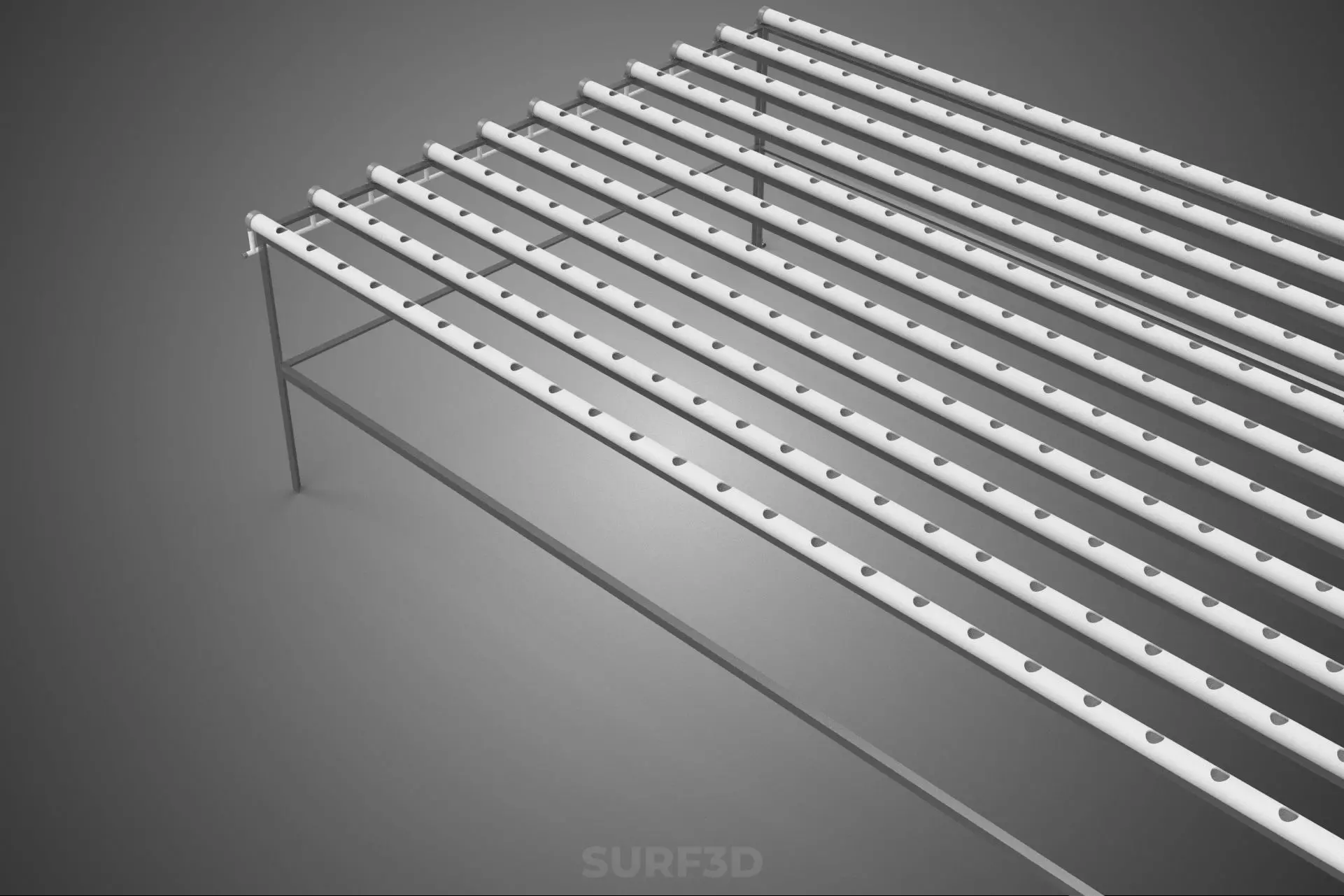INDUSTRIAL SCALE HYDROPONIC RACK NFT SYSTEM ARRAY GARDEN FARMING 3D model_28