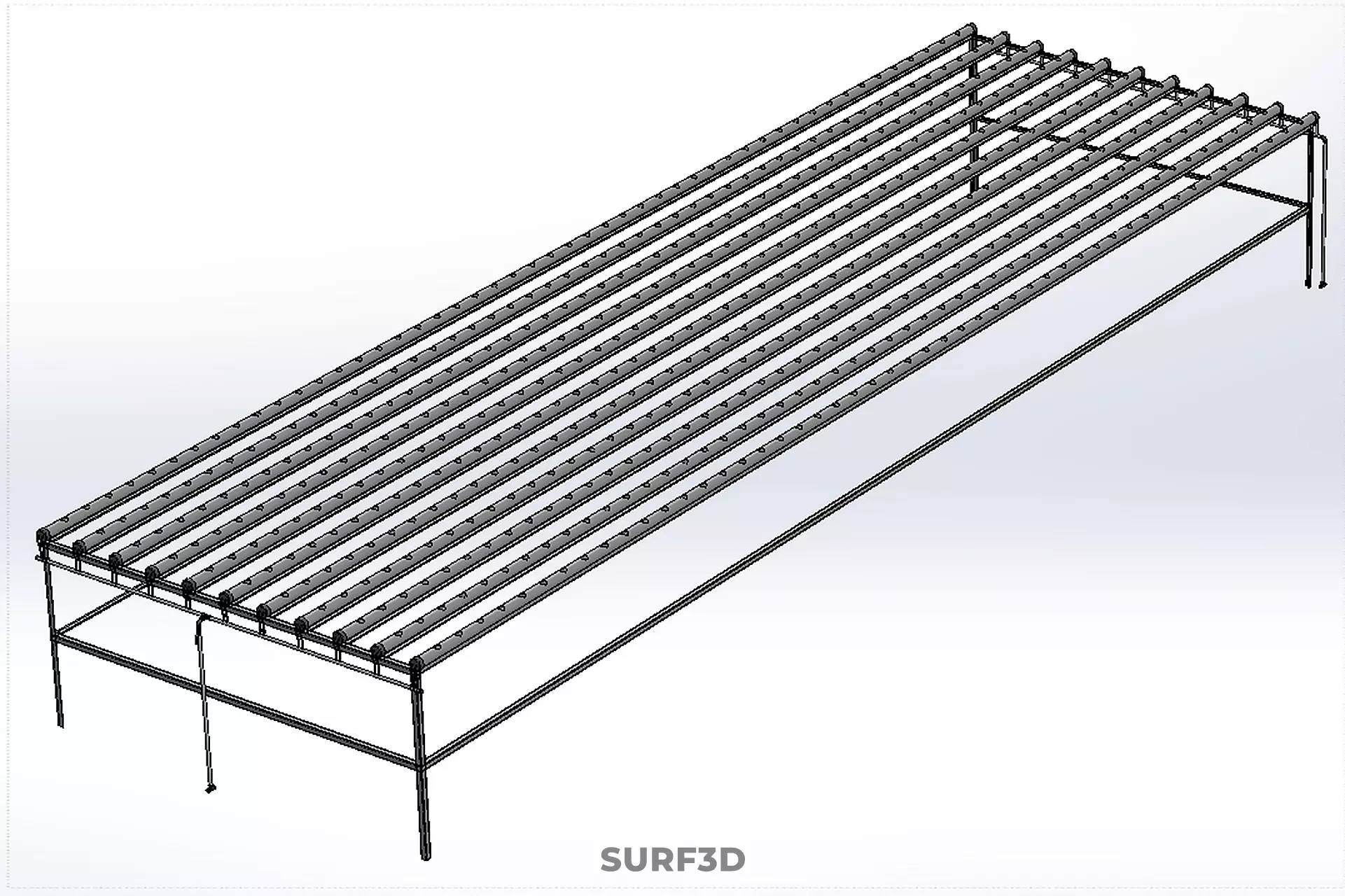 INDUSTRIAL SCALE HYDROPONIC RACK NFT SYSTEM ARRAY GARDEN FARMING 3D model_32