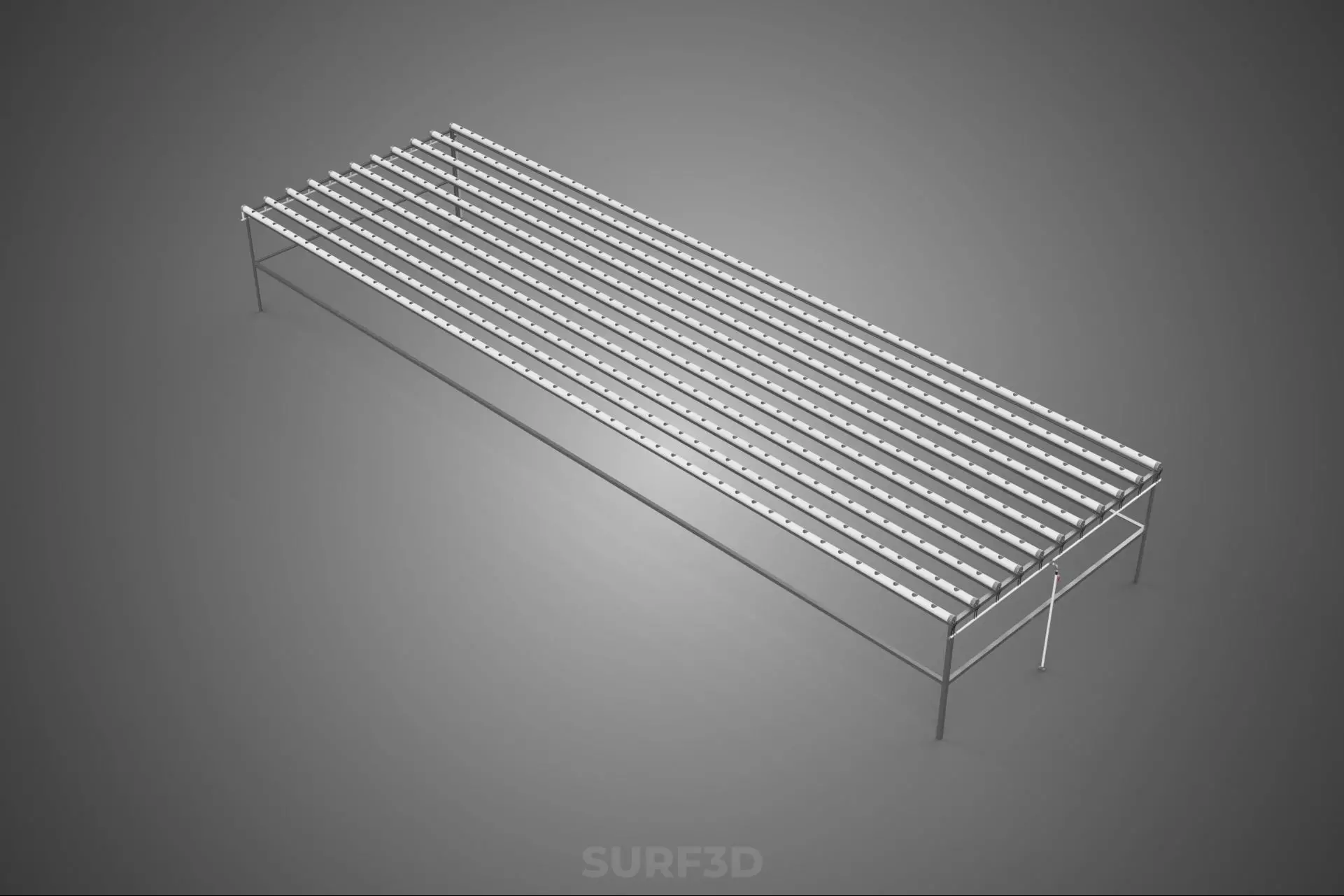 INDUSTRIAL SCALE HYDROPONIC RACK NFT SYSTEM ARRAY GARDEN FARMING 3D model_1