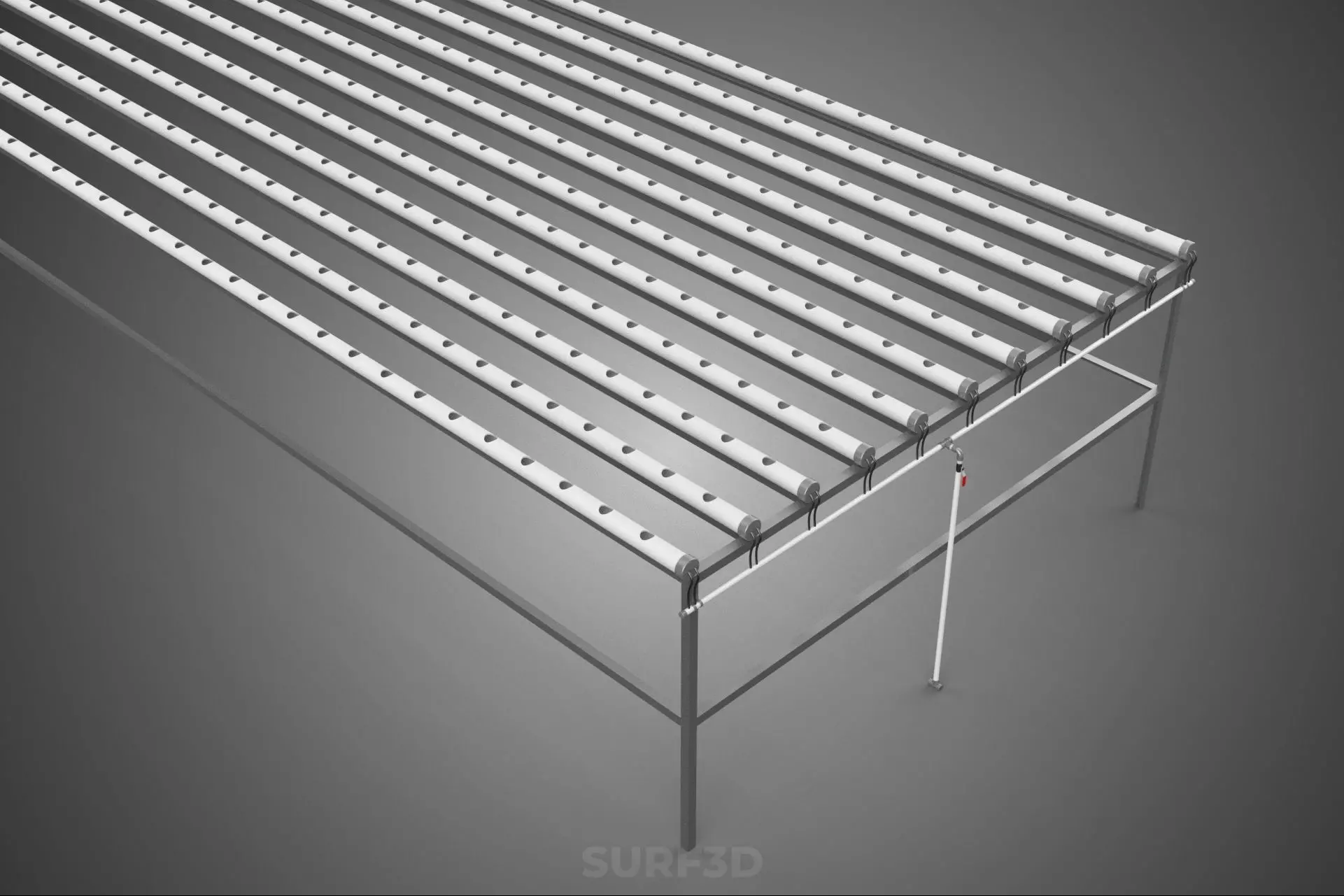 INDUSTRIAL SCALE HYDROPONIC RACK NFT SYSTEM ARRAY GARDEN FARMING 3D model_26