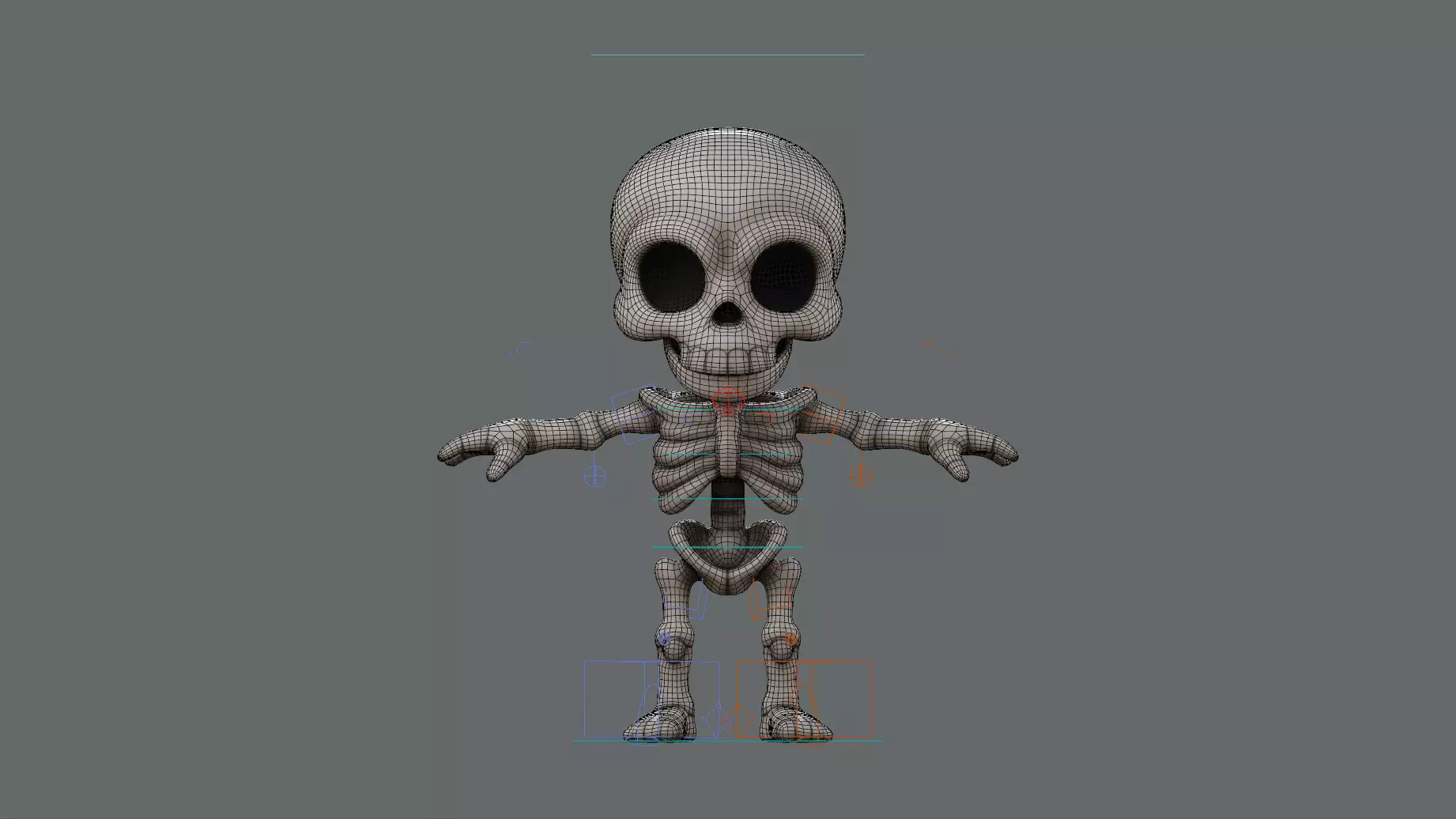 SD Skeleton Stylized Rigged Skeleton Character Low-poly 3D model_1