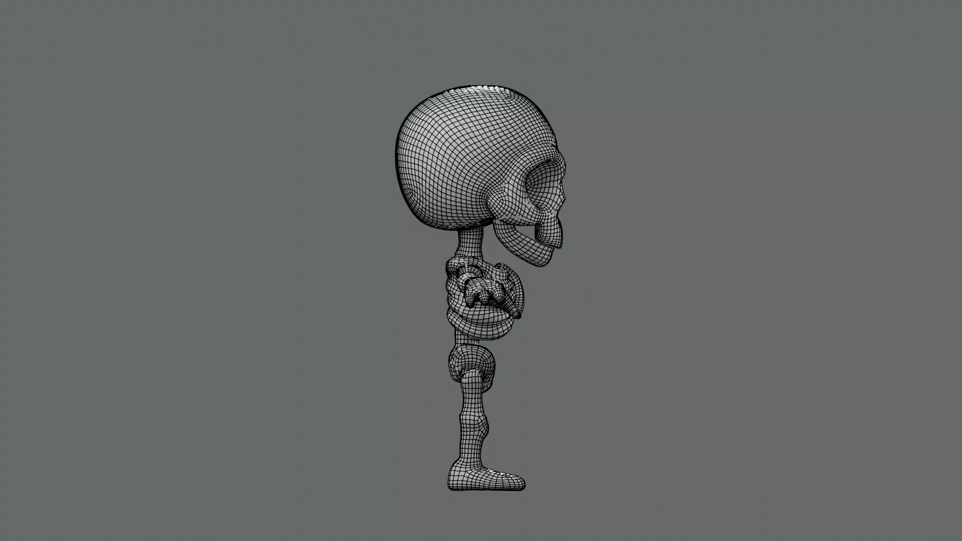 SD Skeleton Stylized Rigged Skeleton Character Low-poly 3D model_6