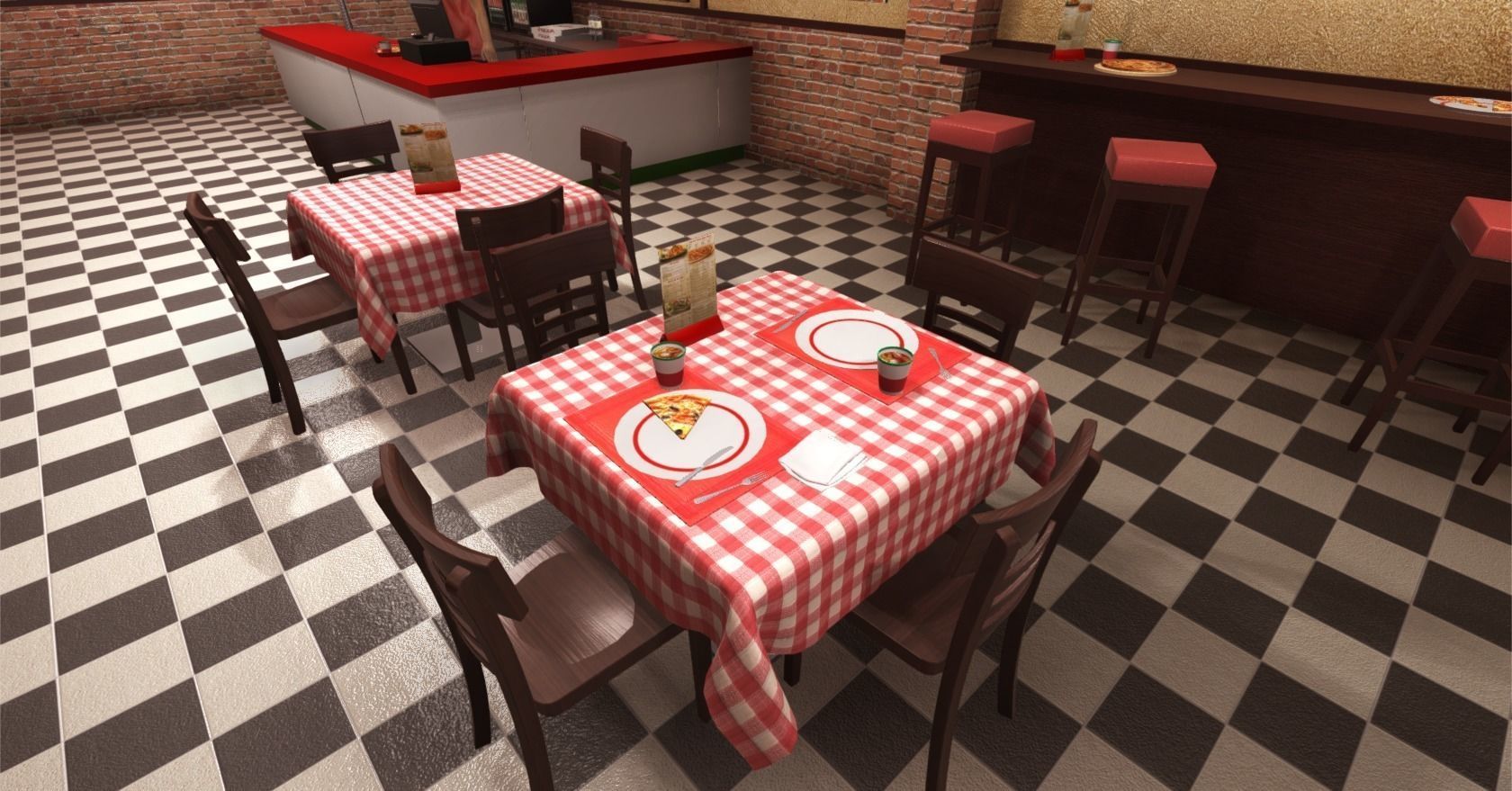 Pizzeria Interior Low-poly 3D model_7