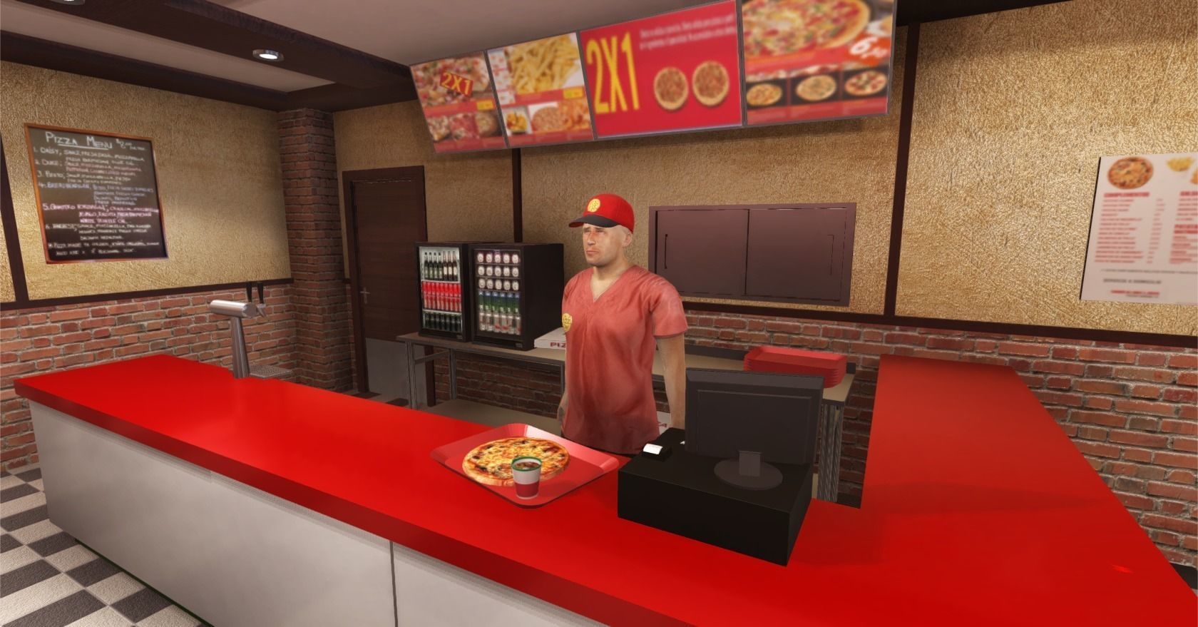 Pizzeria Interior Low-poly 3D model_4