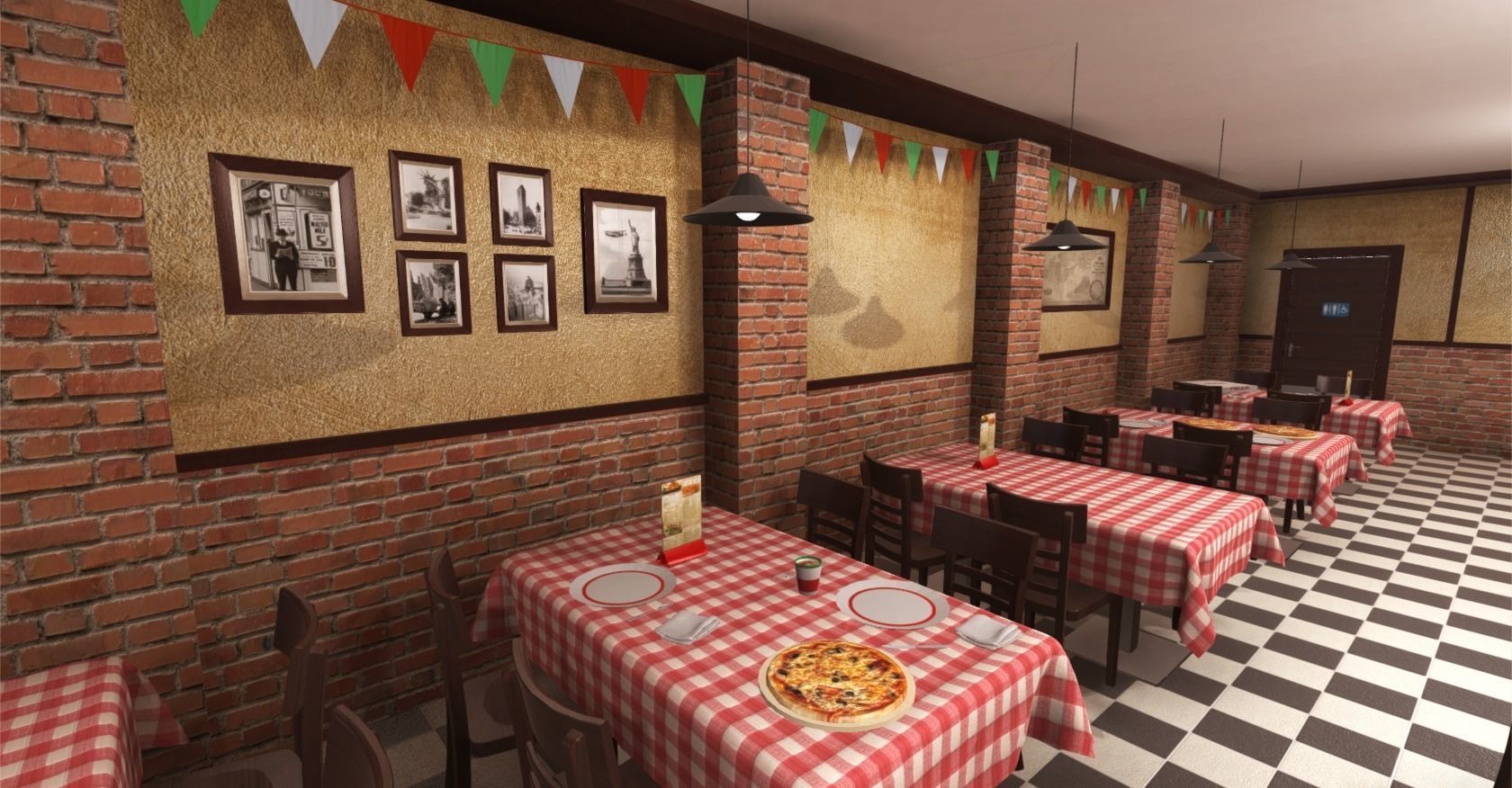 Pizzeria Interior Low-poly 3D model_6