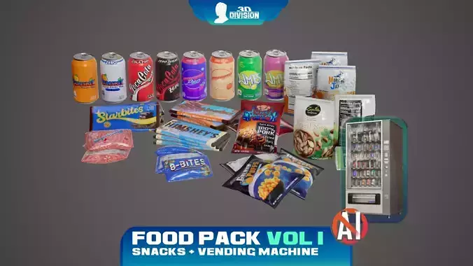 Food Pack - VOL 1 - Snack and Vending Machine - PBR Game Ready