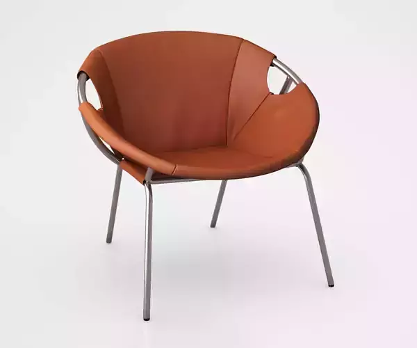 Dries Leather Sling Chair by West Elm 3D model