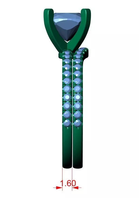 Square Cushion Engagement Ring 3D print model_10