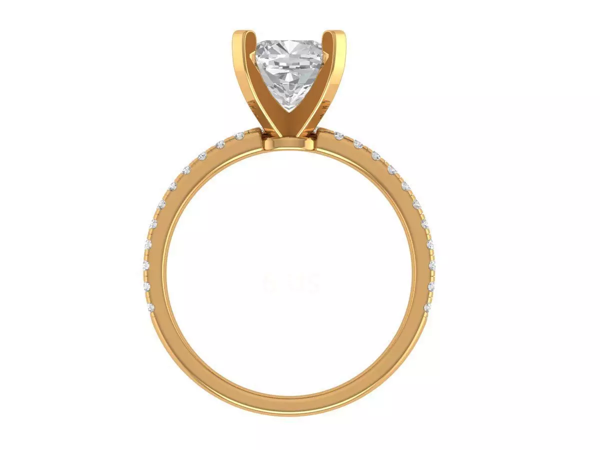 Square Cushion Engagement Ring 3D print model_2