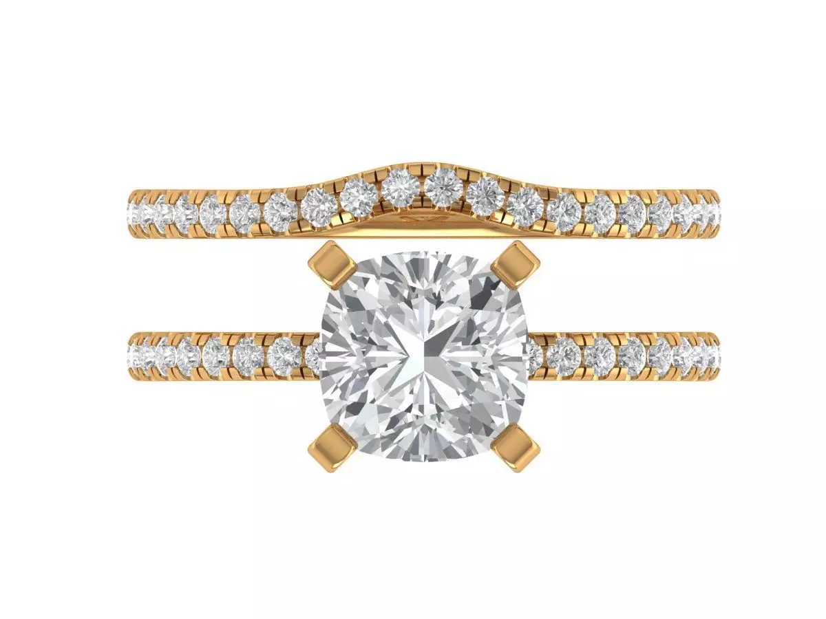 Square Cushion Engagement Ring 3D print model_4