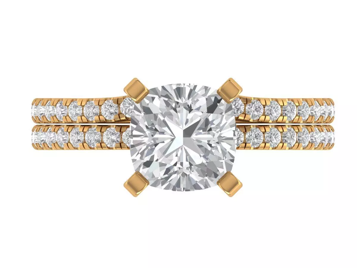 Square Cushion Engagement Ring 3D print model_5