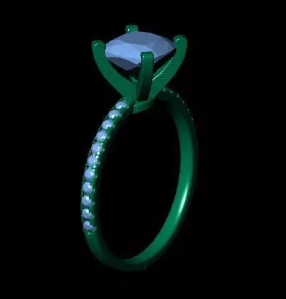 Square Cushion Engagement Ring 3D print model_16