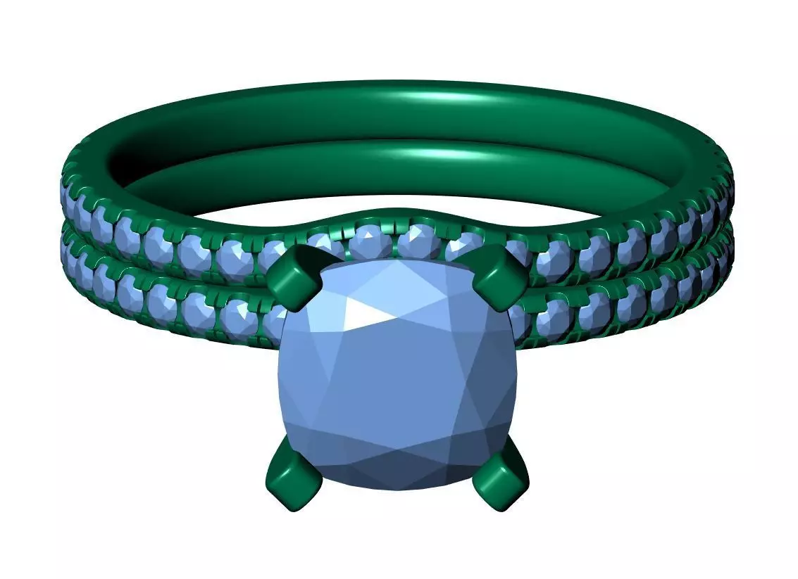 Square Cushion Engagement Ring 3D print model_12