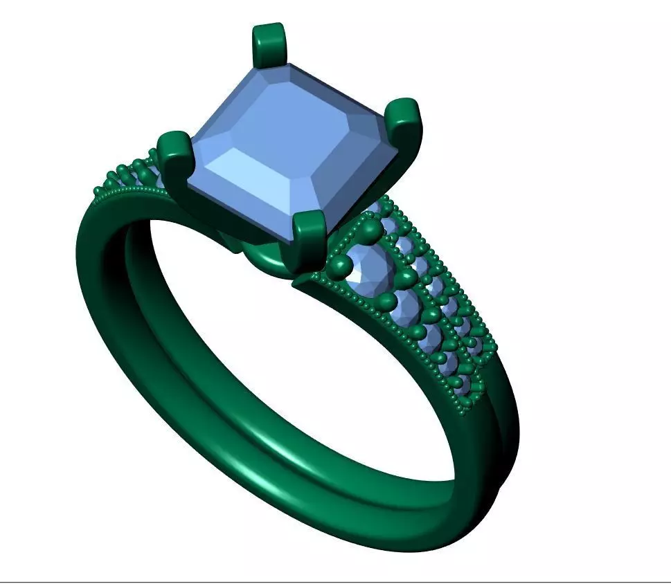 Asscher Engagement Ring 3D print model_6