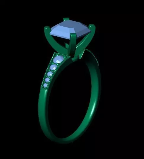 Asscher Engagement Ring 3D print model_15