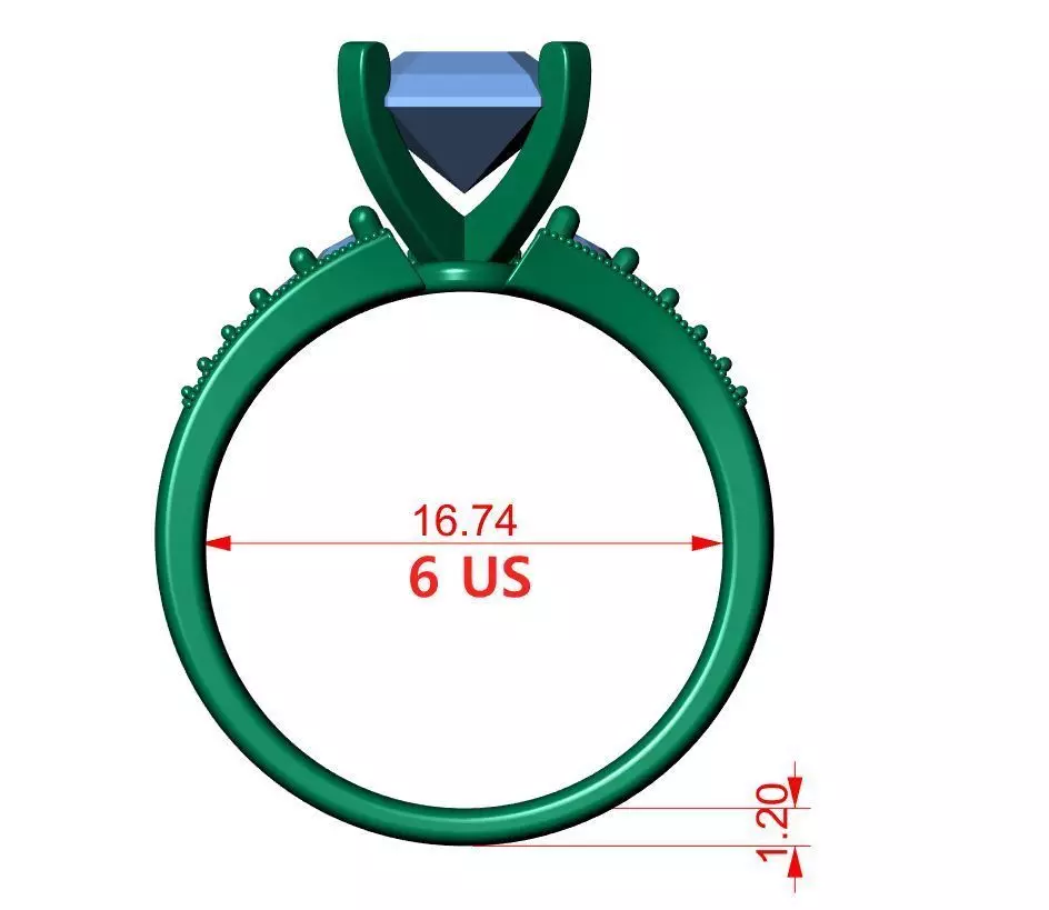 Asscher Engagement Ring 3D print model_13