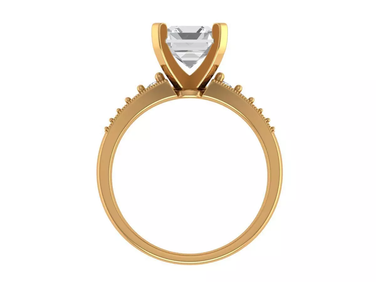 Asscher Engagement Ring 3D print model_1