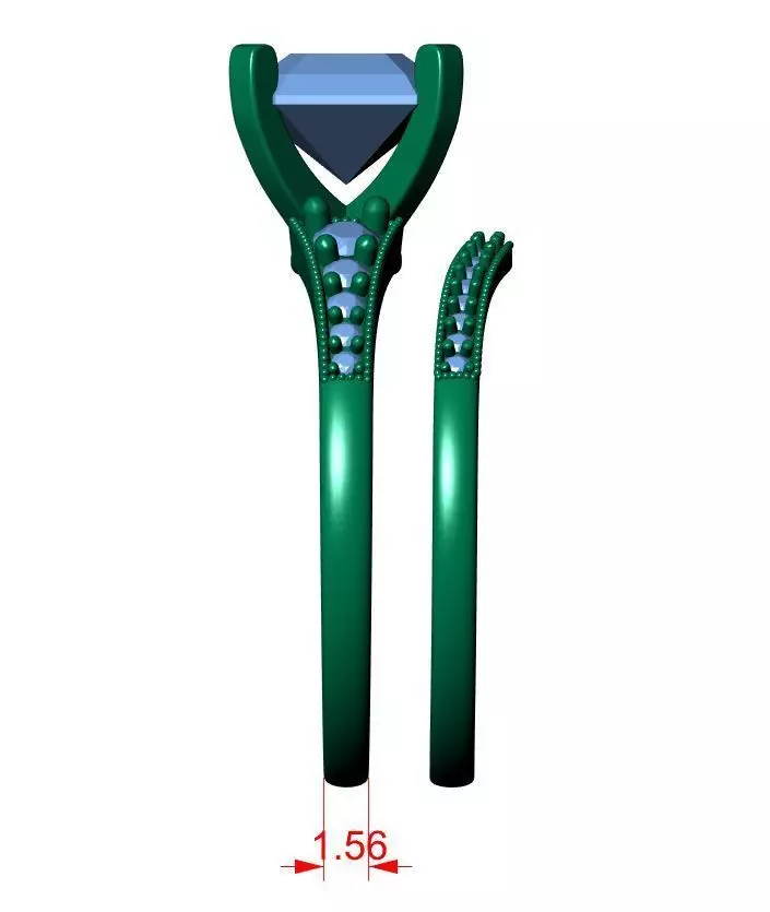 Asscher Engagement Ring 3D print model_10