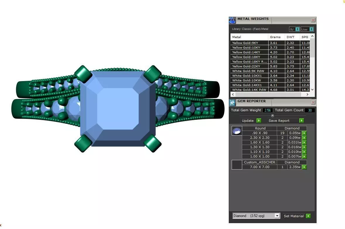 Asscher Engagement Ring 3D print model_7
