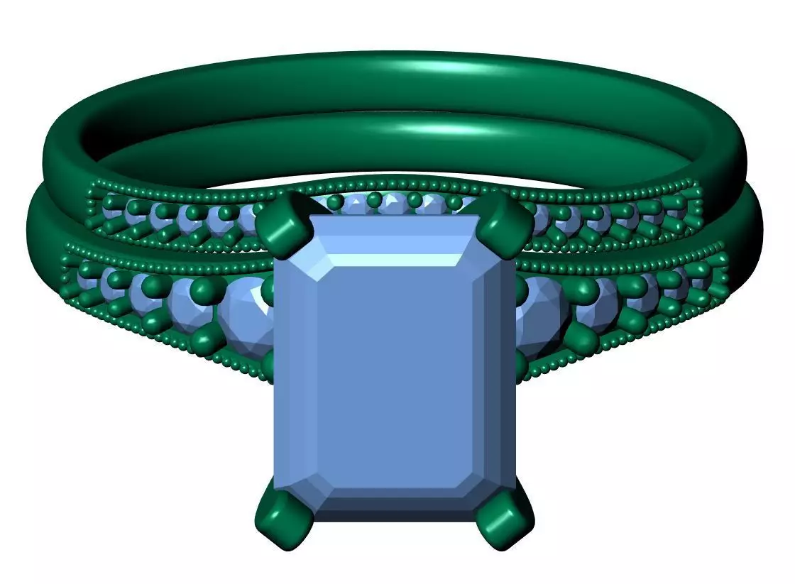 Emerald Engagement Ring 3D print model_11