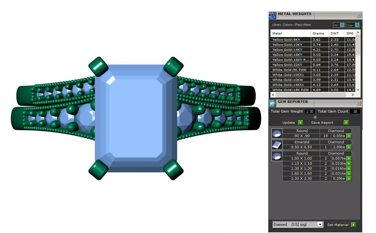 Emerald Engagement Ring 3D print model_9