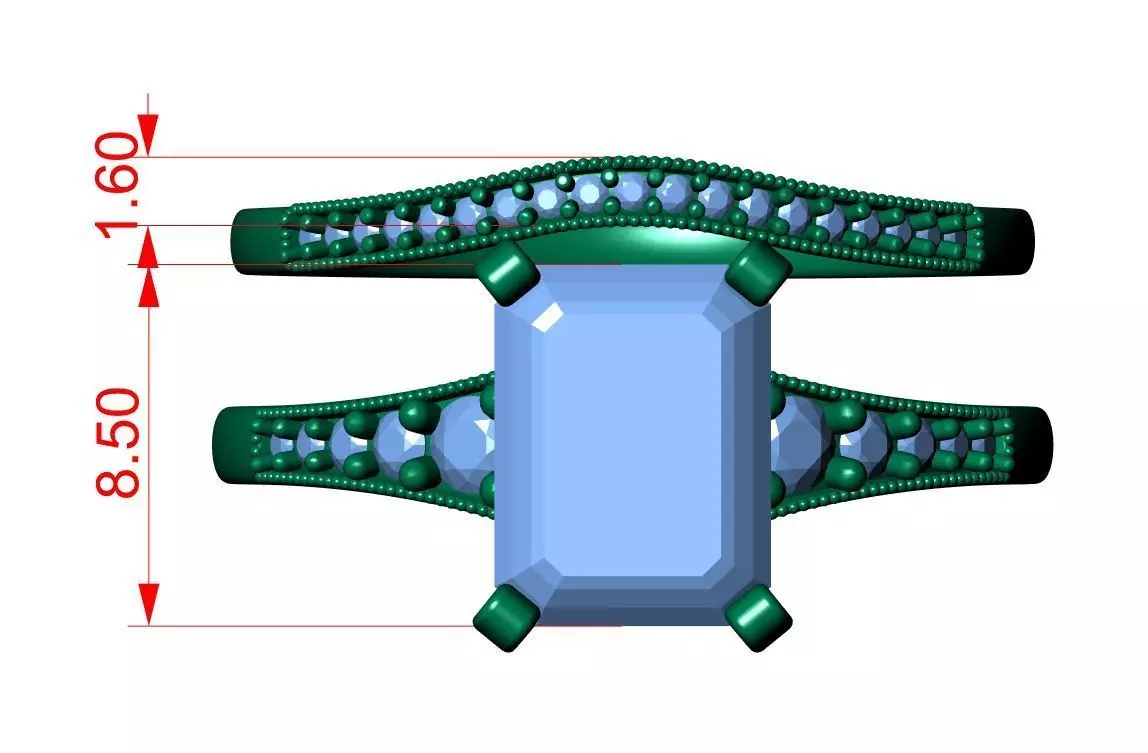 Emerald Engagement Ring 3D print model_10