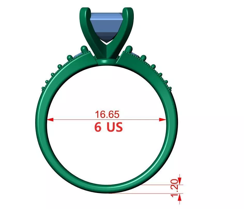 Emerald Engagement Ring 3D print model_13