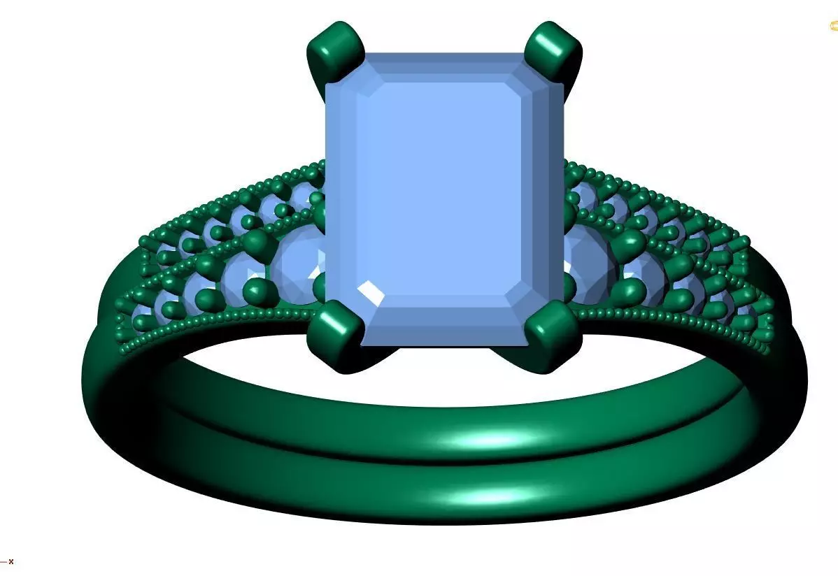 Emerald Engagement Ring 3D print model_12