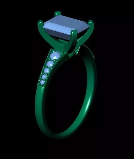 Emerald Engagement Ring 3D print model_15