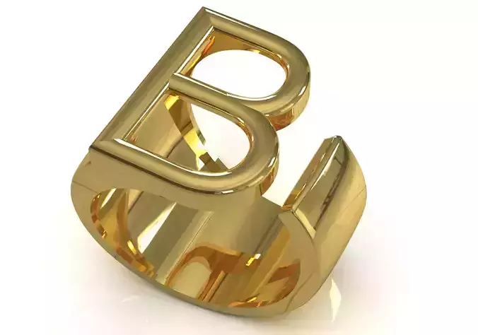 Gold Letter B Open Cuff stl 3d 3dm Ring model gr0168