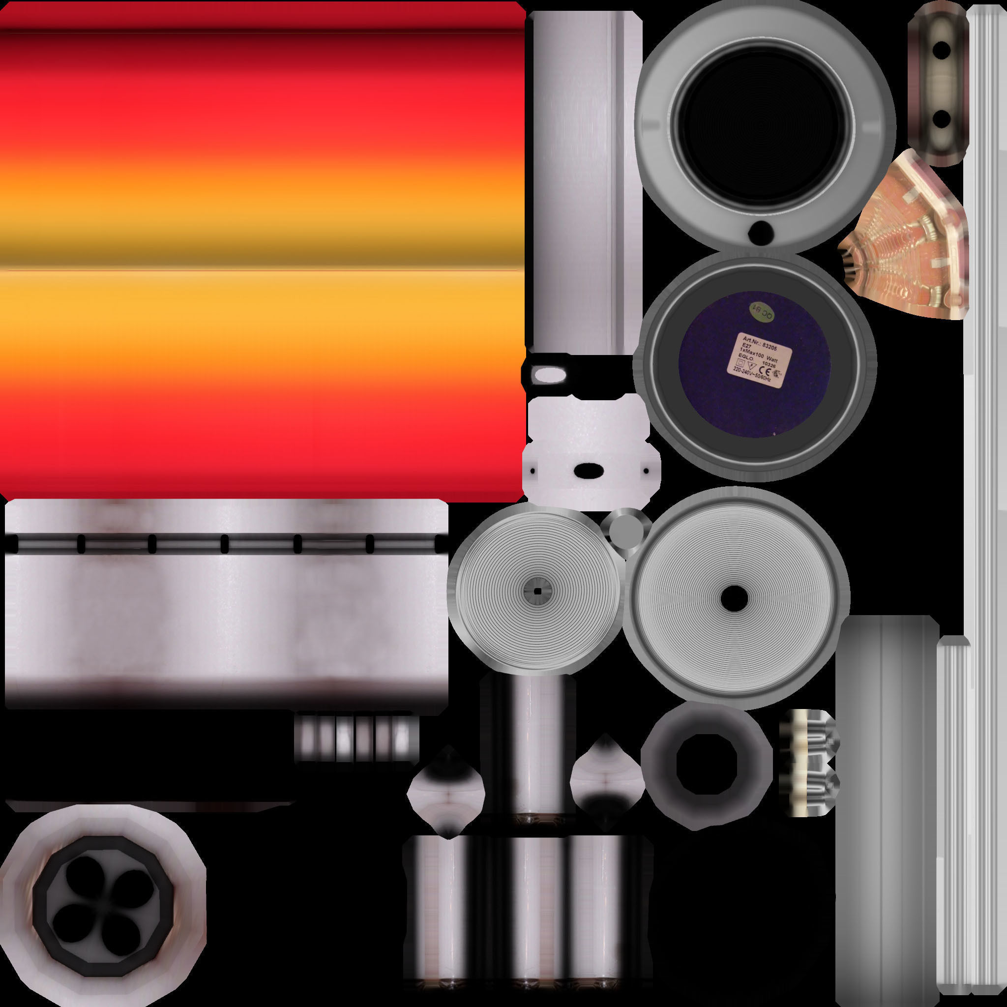 Tablelamp with rigged cable Low-poly 3D model_8