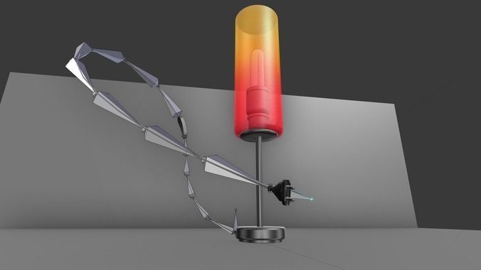 Tablelamp with rigged cable Low-poly 3D model_5