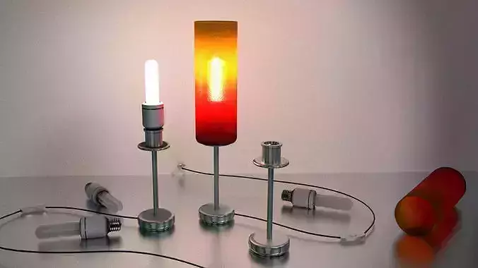Tablelamp with rigged cable Low-poly 3D model