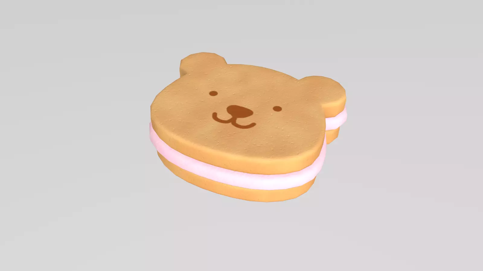 Stylized Low-Poly Bear Shaped Cookie Low-poly 3D model_12