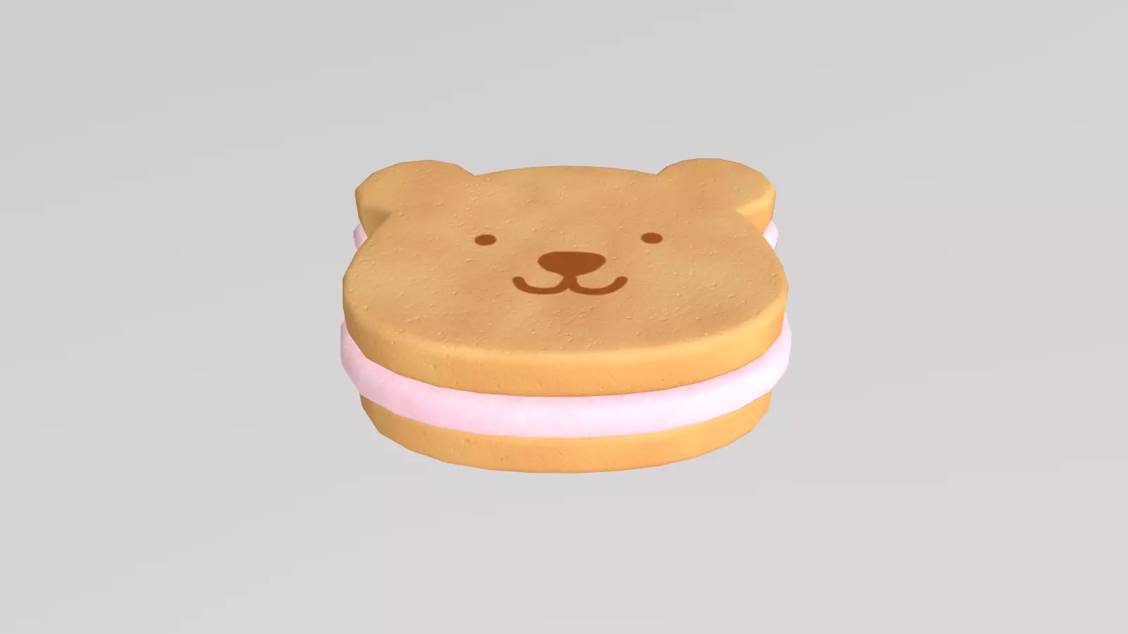 Stylized Low-Poly Bear Shaped Cookie Low-poly 3D model_13