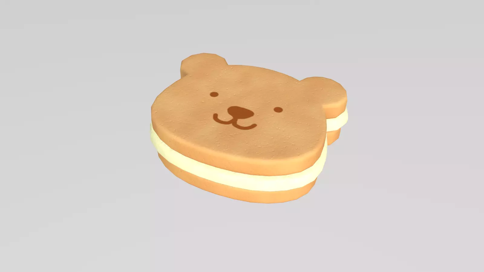 Stylized Low-Poly Bear Shaped Cookie Low-poly 3D model_3
