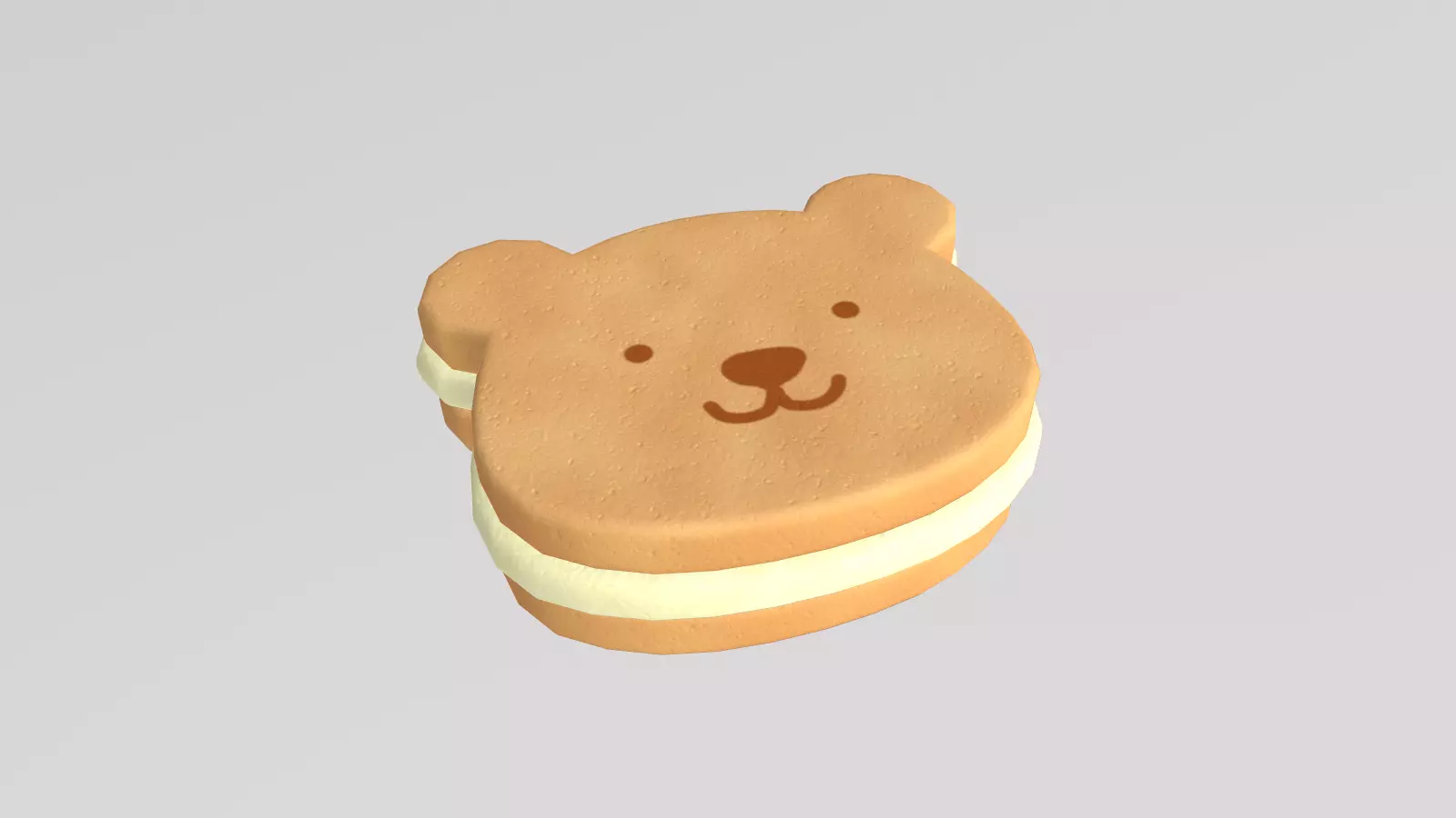 Stylized Low-Poly Bear Shaped Cookie Low-poly 3D model_9