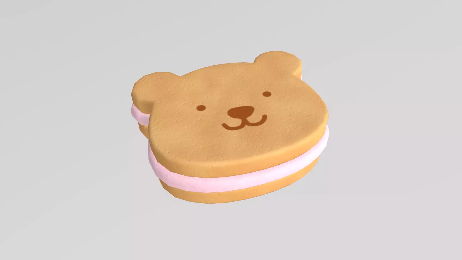 Stylized Low-Poly Bear Shaped Cookie Low-poly 3D model_18