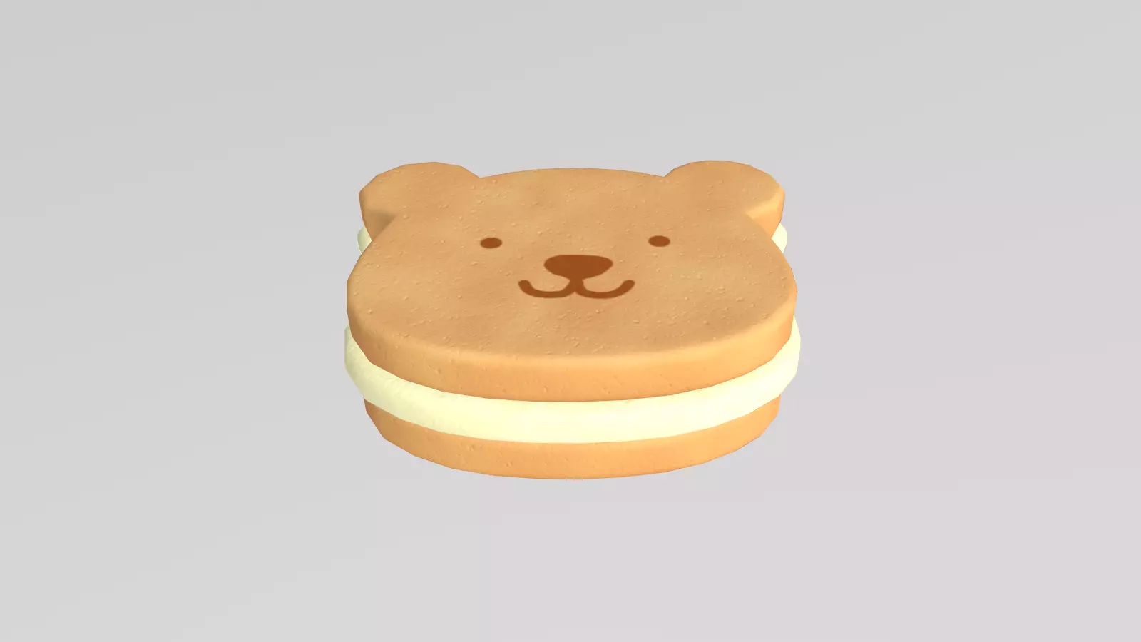 Stylized Low-Poly Bear Shaped Cookie Low-poly 3D model_4