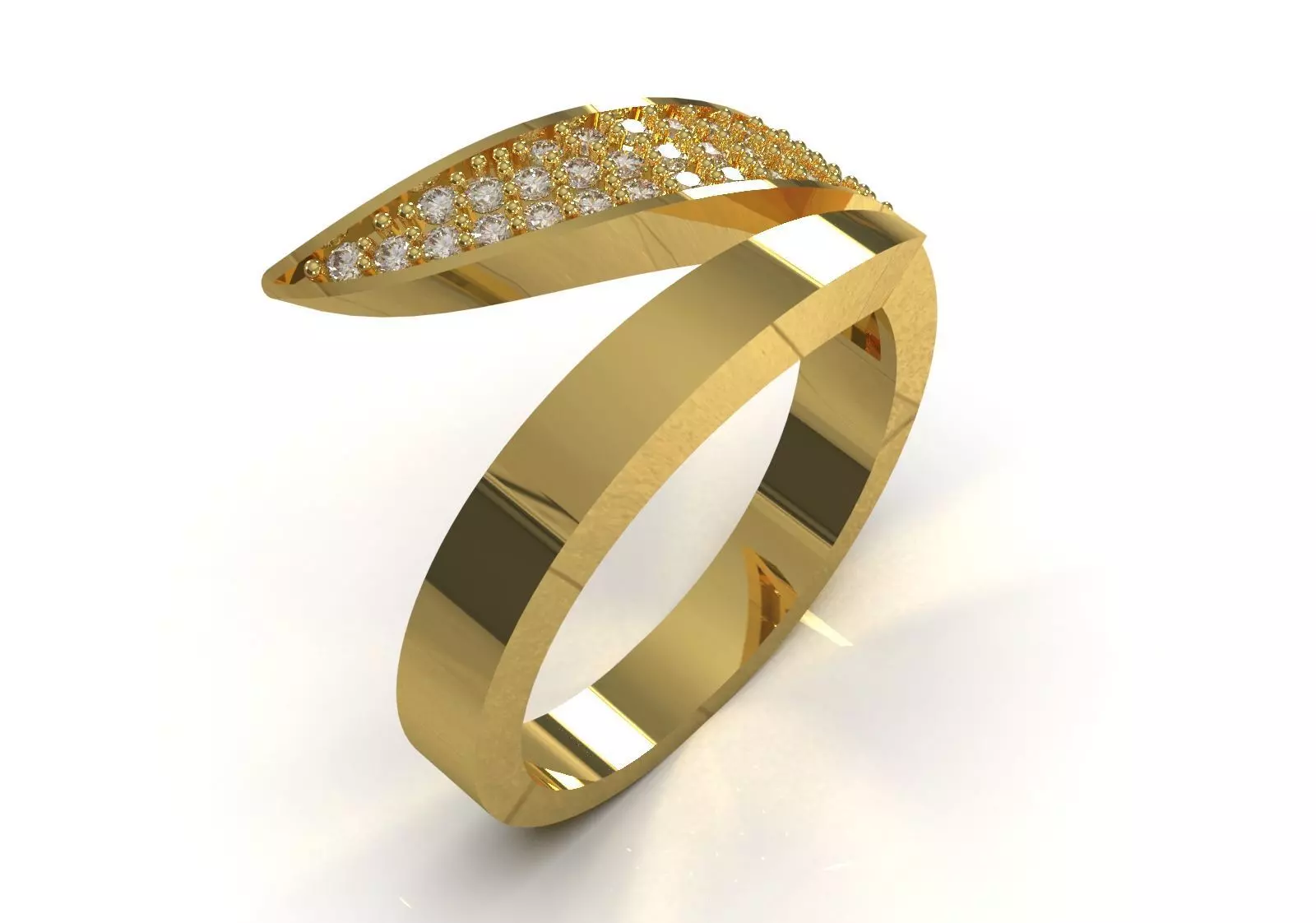 Pave Diamond Pointed Blade Statement stl Ring jr00274 3D print model