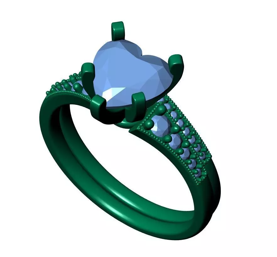 Heart Engagement Ring 3D print model_13