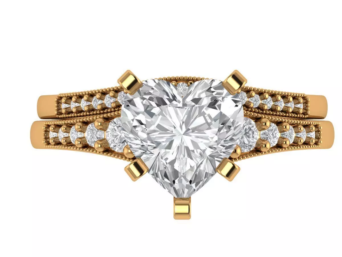 Heart Engagement Ring 3D print model_3