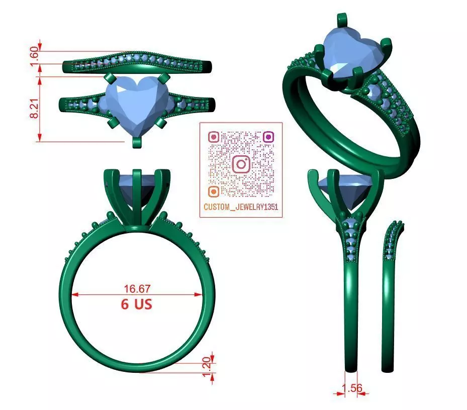 Heart Engagement Ring 3D print model_7
