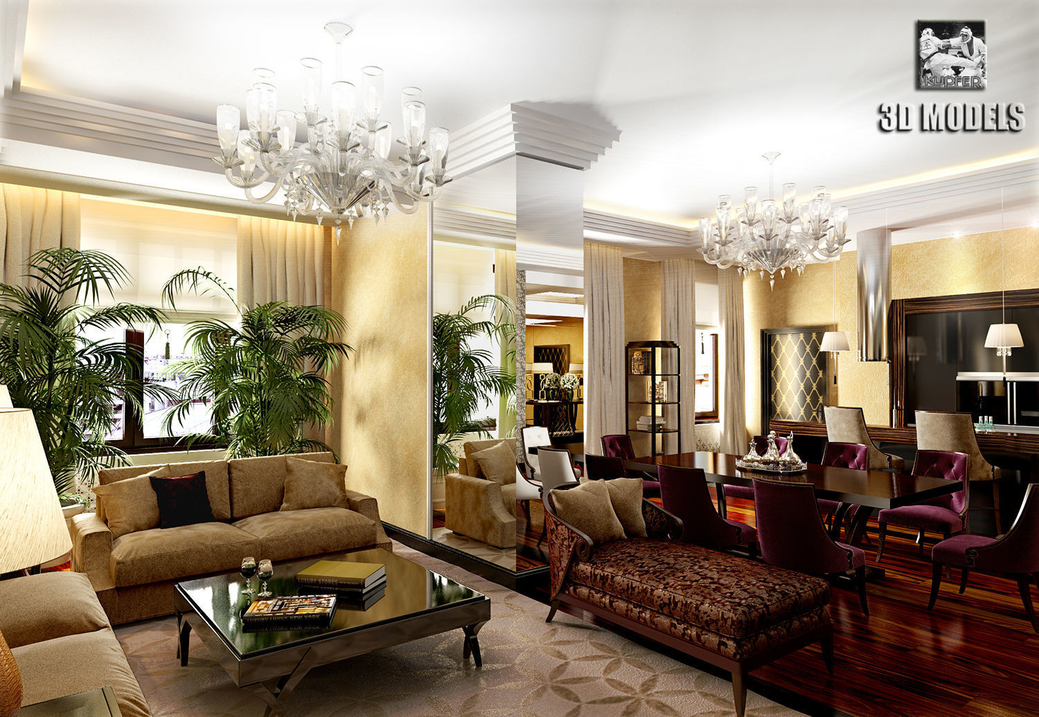 Modern Liveroom 3D model_2