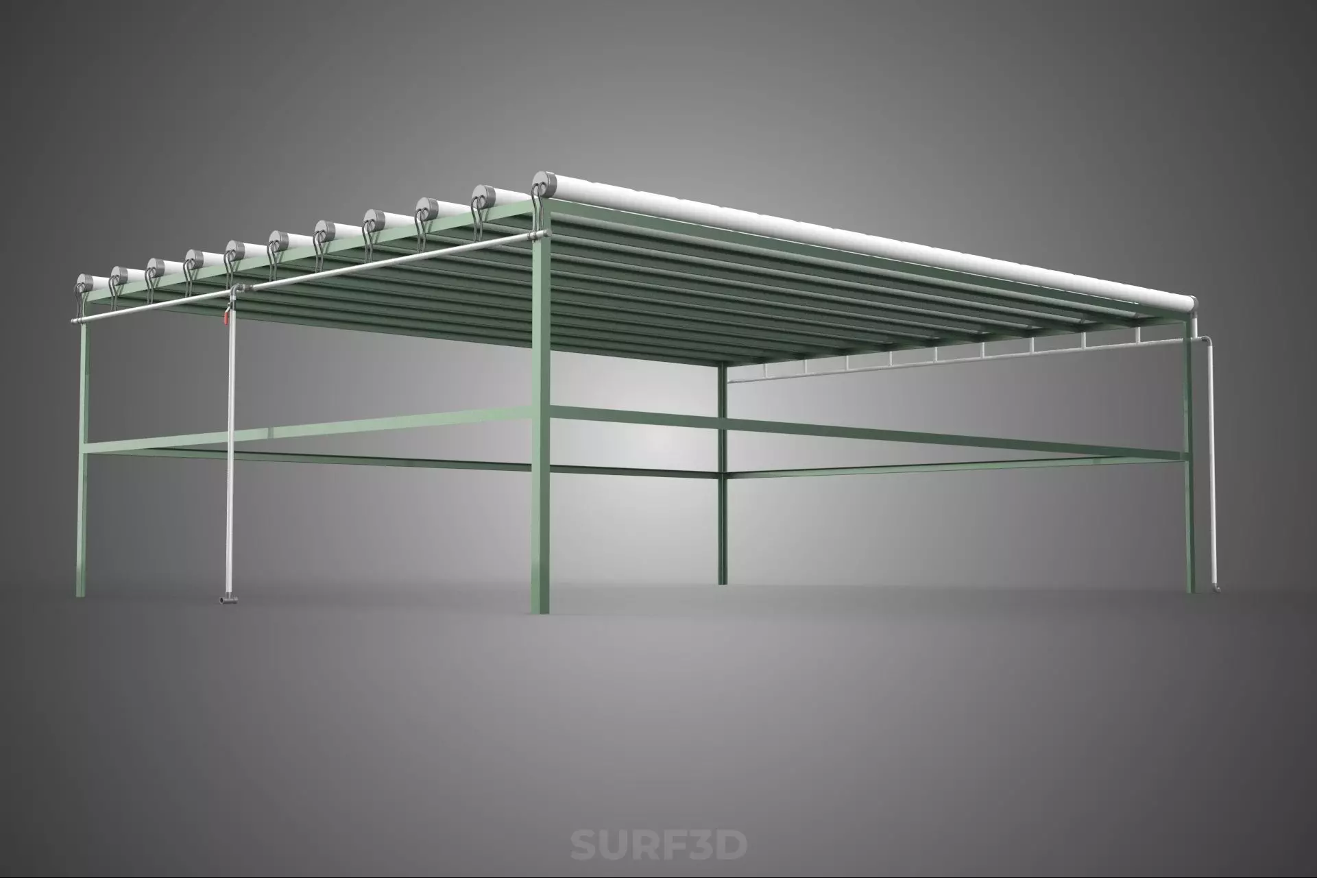 MODULAR HYDROPONIC RACK PARALLEL PVC PIPE DIY GARDEN FARM PLANT 3D model_16