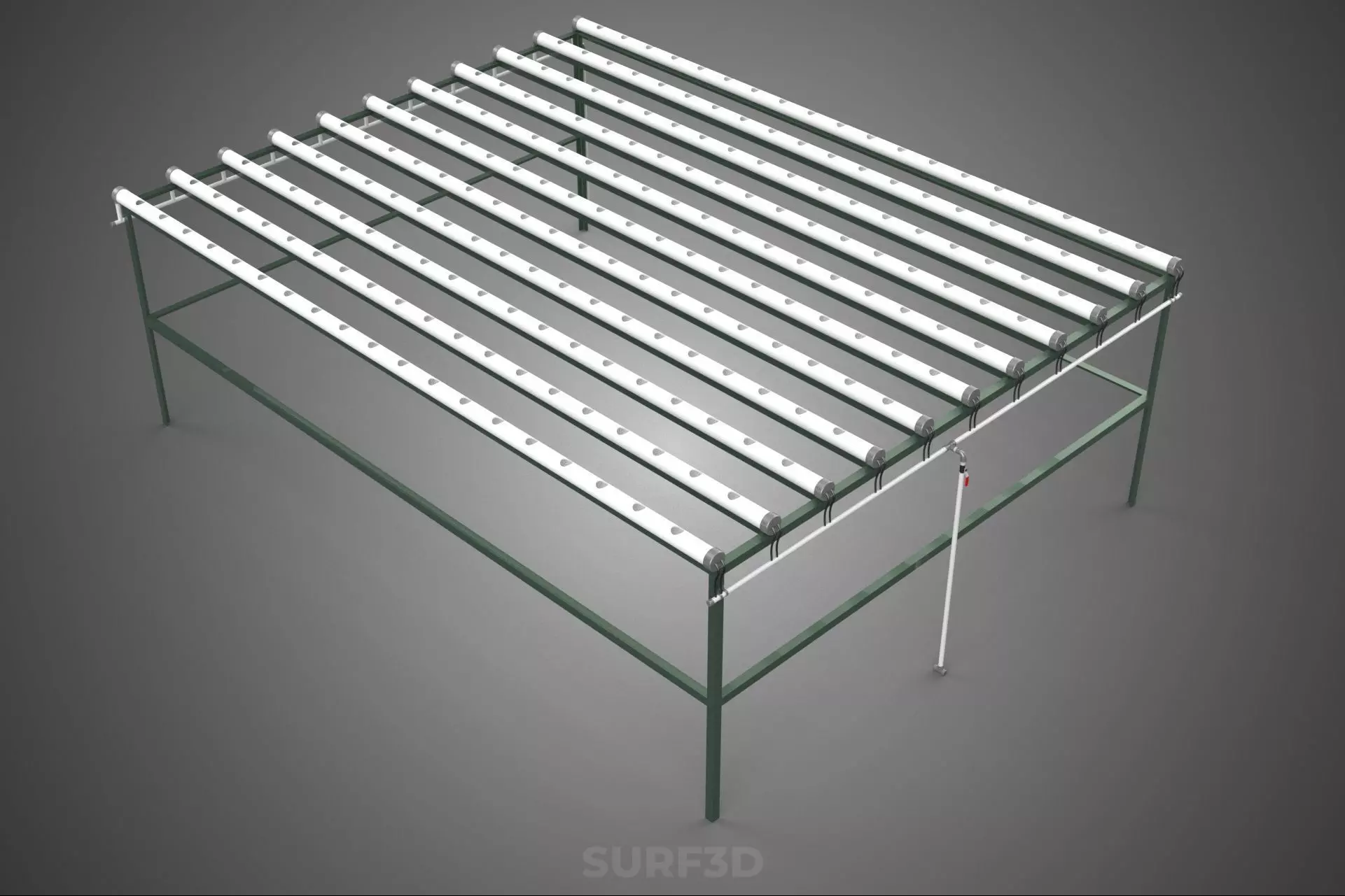 MODULAR HYDROPONIC RACK PARALLEL PVC PIPE DIY GARDEN FARM PLANT 3D model_1