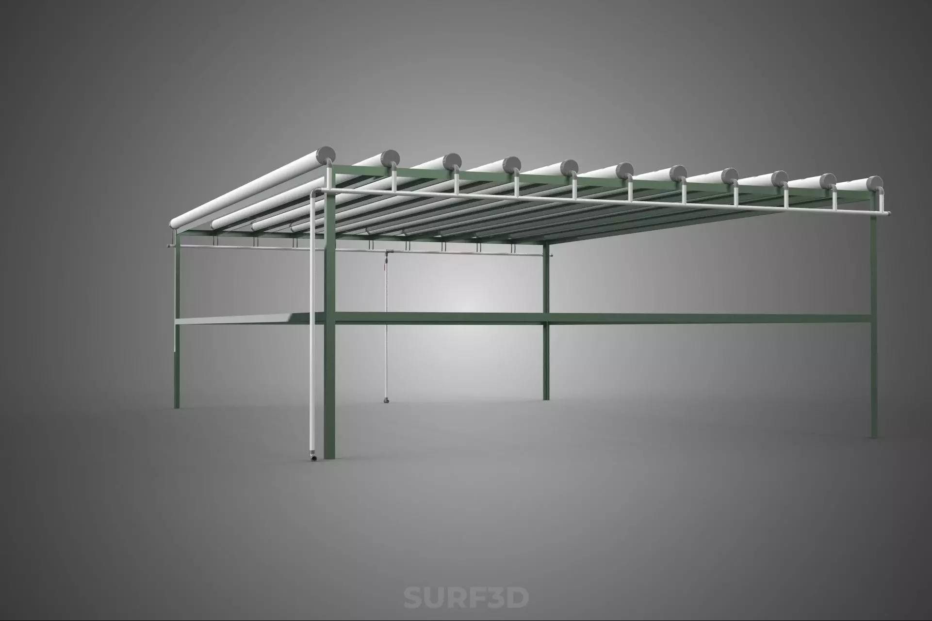 MODULAR HYDROPONIC RACK PARALLEL PVC PIPE DIY GARDEN FARM PLANT 3D model_24