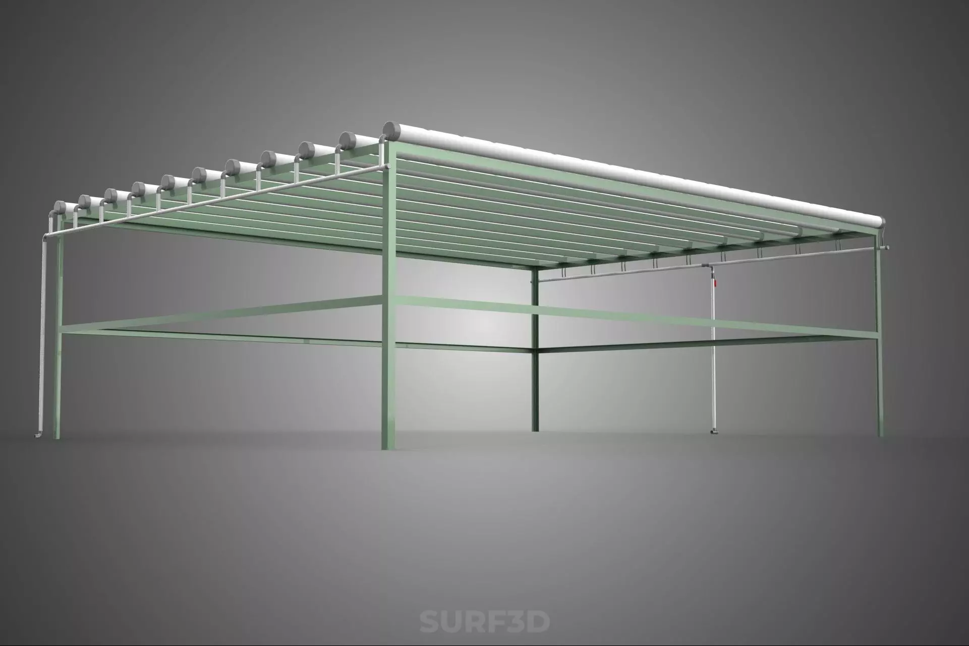 MODULAR HYDROPONIC RACK PARALLEL PVC PIPE DIY GARDEN FARM PLANT 3D model_19