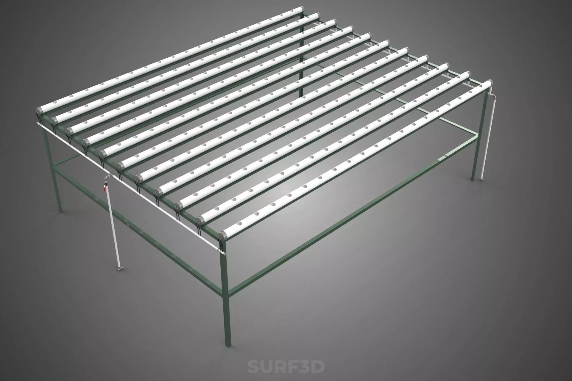 MODULAR HYDROPONIC RACK PARALLEL PVC PIPE DIY GARDEN FARM PLANT 3D model_3